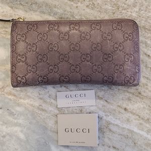 Gucci Zip Around Wallet - Guccissima Mauve
